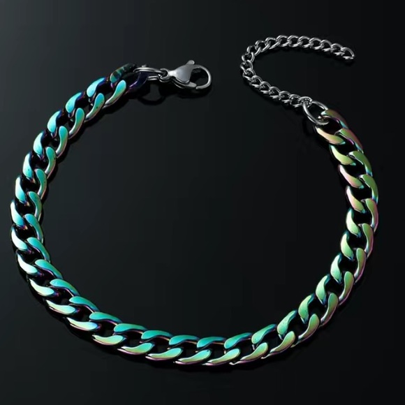 Rainbow Anodized Cuban Chain Bracelet - Picture 1 of 7